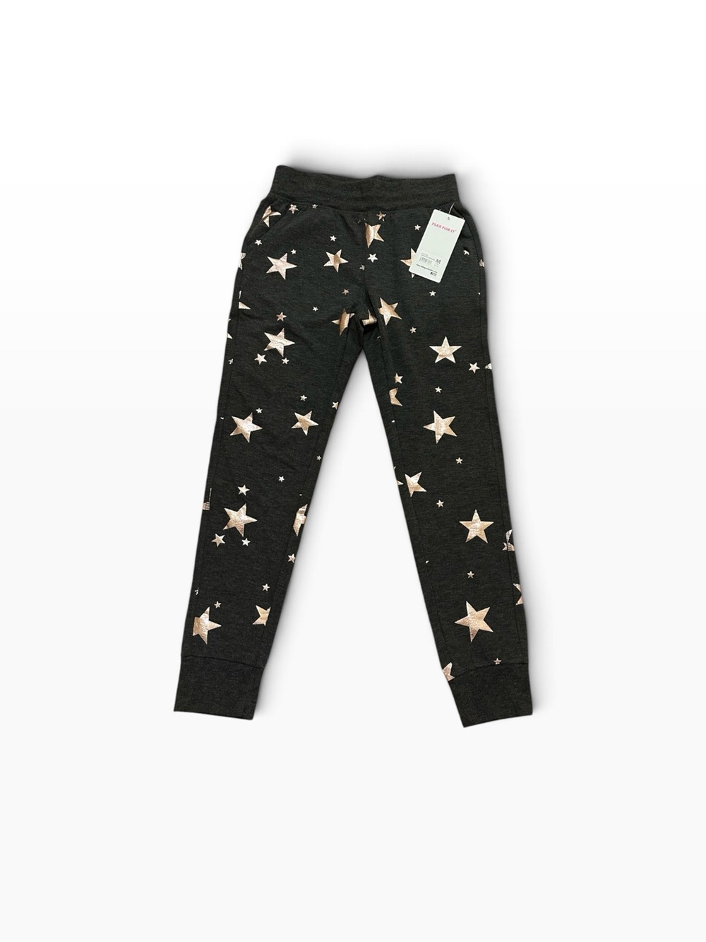 90 Degree Girls Reflex Jogger Pants Gray with Pink Foil Stars Size Medium 10 NWT